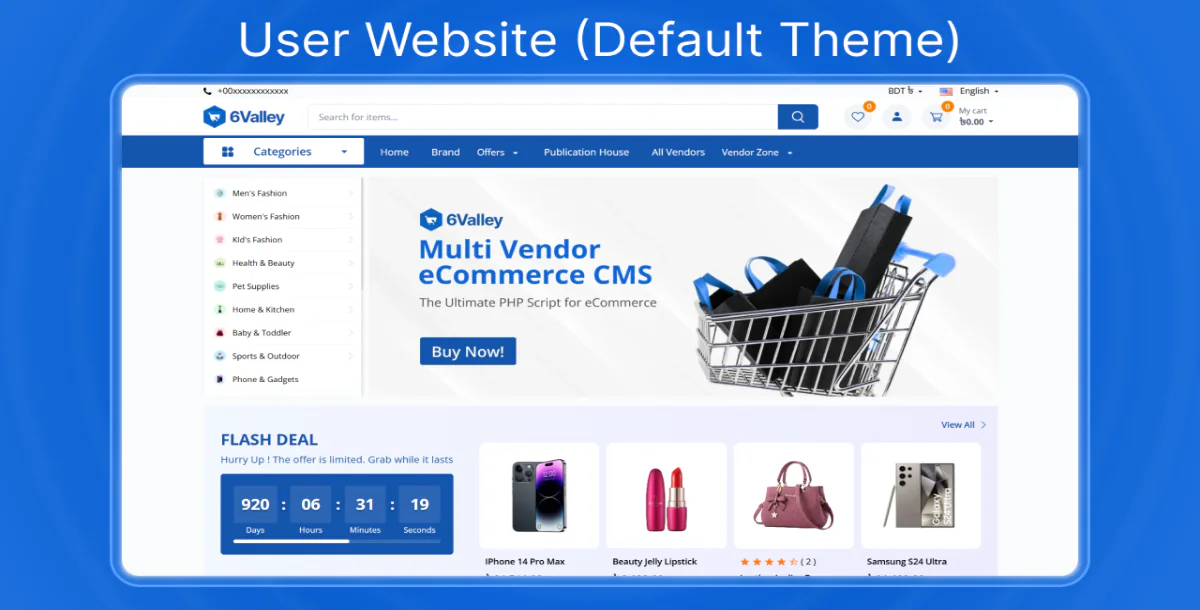 6Valley Multi-Vendor eCommerce CMS - Complete eCommerce Mobile App, Website, Seller and Admin Panel